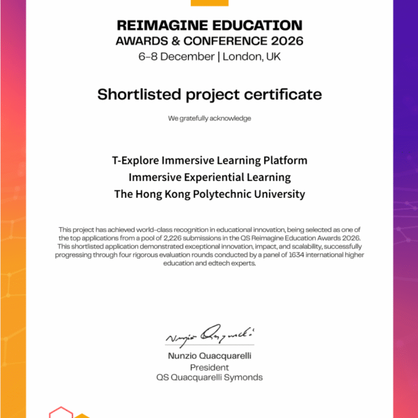 T-Explore Immersive Learning Platform Shortlisted for the QS Reimagine Education Awards 2026